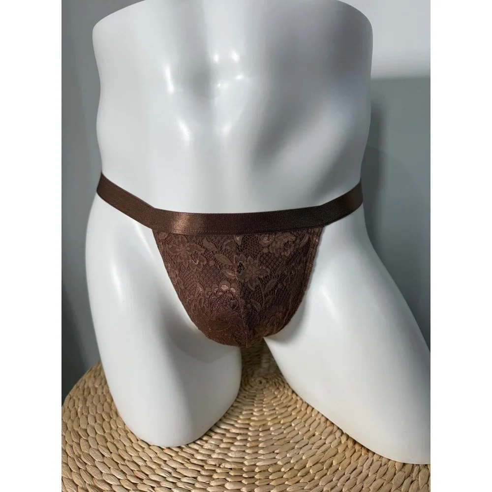 Cosabella‎ Men's Semi Sheer Lace Thong Brown NWT Size S